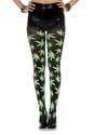 Green Keaf Print Opaque tights